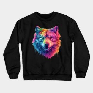 Rainbow Spirit: Trippie Wolf in Pastel Hues Crewneck Sweatshirt